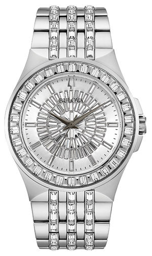 Bulova Phantom Crystal Silver Dial Silver Steel Strap Watch for Men - 96A236 Buy Now By Bulova