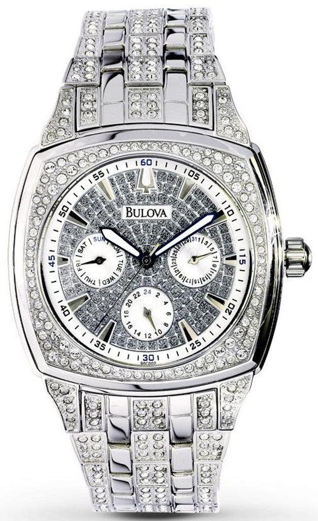 Bulova Crystal Collection Phantom Silver Dial Silver Steel Strap Watch for Men - 96C002 Buy Now By Bulova