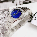 Bulova Crystal Collection Blue Mother of Pearl Dial Silver Steel Strap Watch for Women - 96L238 Buy Now By Bulova