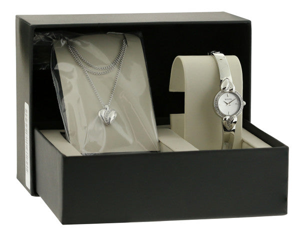 Bulova Crystal Pendant Silver Dial Silver Steel Strap Watch for Women - 96X111 Buy Now By Bulova