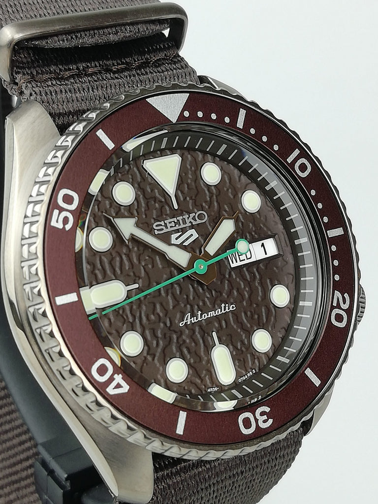 Seiko 5 Sport Automatic Brown Dial Brown Nylon Strap Watch For Men - SRPD85K1 Buy Now By Seiko