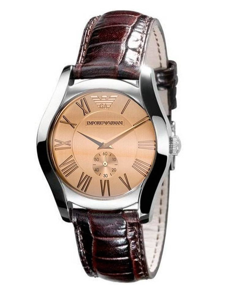 Emporio Armani Classic Quartz Beige Dial Brown Leather Strap Watch For Men - AR0646 Buy Now By Emporio Armani