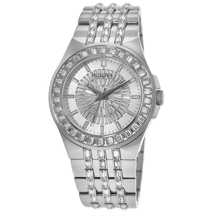 Bulova Phantom Crystal Silver Dial Silver Steel Strap Watch for Men - 96A236 Buy Now By Bulova