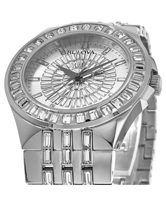 Bulova Phantom Crystal Silver Dial Silver Steel Strap Watch for Men - 96A236 Buy Now By Bulova