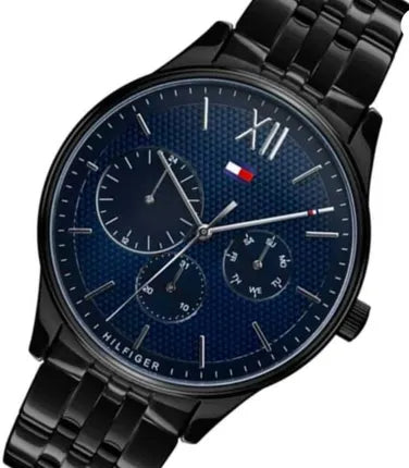 Tommy Hilfiger Damon Quartz Chronograph Blue Dial Black Steel Strap Watch for Men - 1791454 Buy Now By Tommy Hilfiger