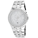 Bulova Crystal Pave Silver Dial Silver Steel Strap Watch for Men - 96B235 Buy Now By Bulova