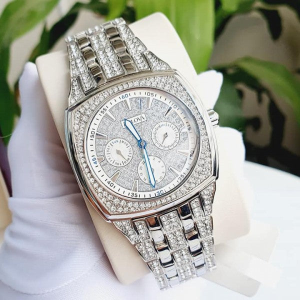 Bulova Crystal Collection Phantom Silver Dial Silver Steel Strap Watch for Men - 96C002 Buy Now By Bulova