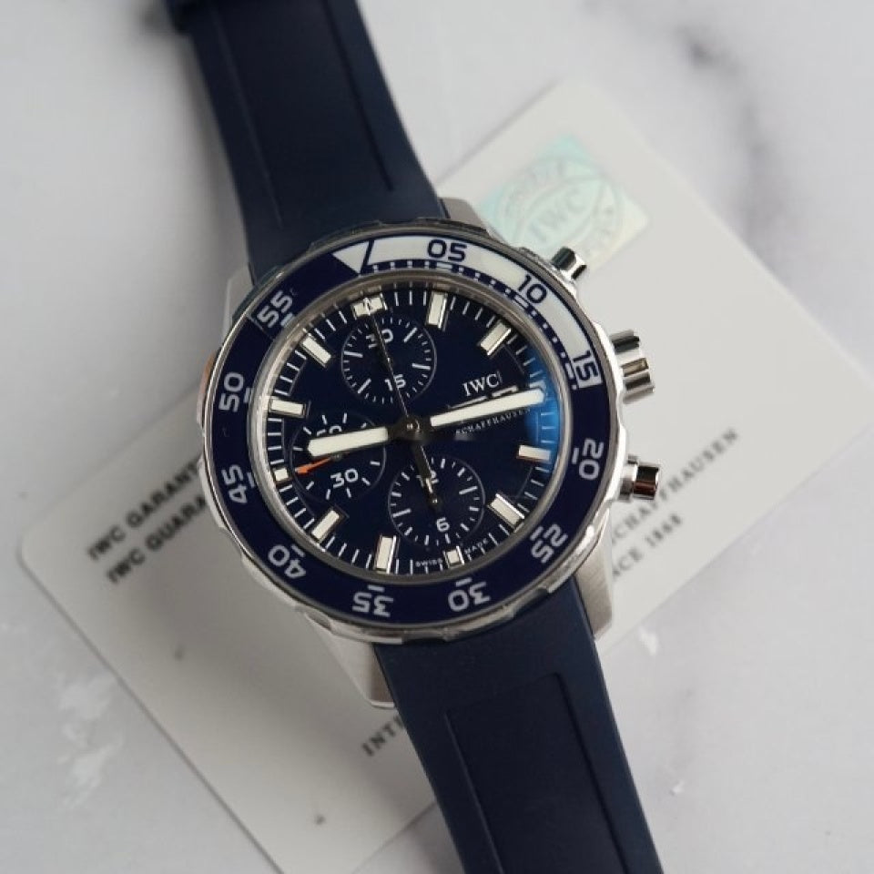 IWC Aquatimer Chronograph Blue Dial Blue Rubber Strap Watch for Men - IW376711 Buy Now By IWC