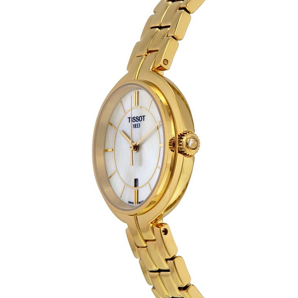 Tissot Flamingo Mother of Pearl White Dial Gold Steel Strap Watch For Women - T094.210.33.111.00 Buy Now By Tissot