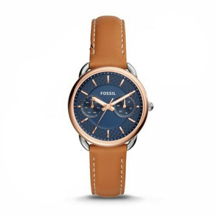 Fossil Tailor Date-Day Quartz Blue Dial Brown Leather Strap Watch for Women - ES4257 Buy Now By Fossil