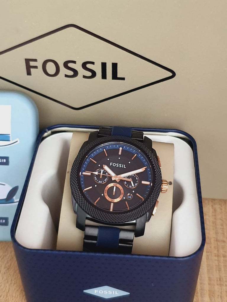 Fossil Machine Chronograph Black Dial Two Tone Steel Strap Watch for Men - FS5164 Buy Now By Fossil