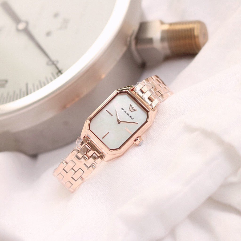 Emporio Armani Giola White Mother of Pearl Dial Rose Gold Steel Strap Watch For Women - AR11147 Buy Now By Emporio Armani