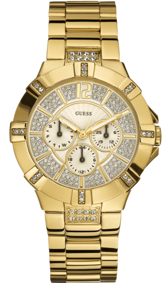 Guess Vista Diamonds Gold Dial Gold Steel Strap Watch for Women - W13573L1 Buy Now By Guess