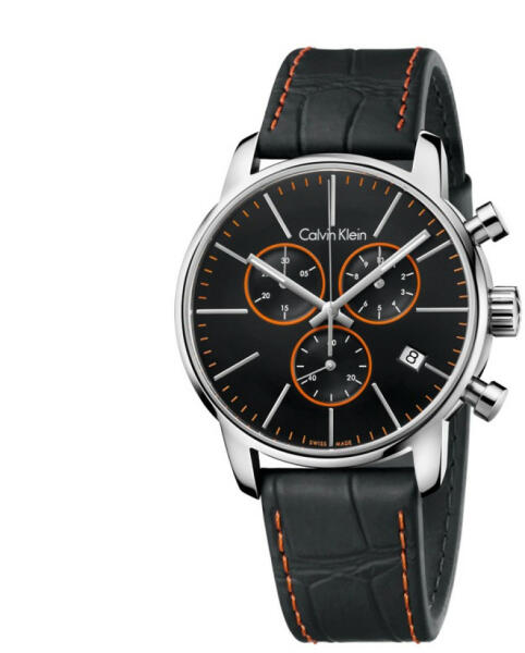 Calvin Klein City Chronograph Black Dial Black Leather Strap Watch for Men - K2G271C1 Buy Now By Calvin Klein