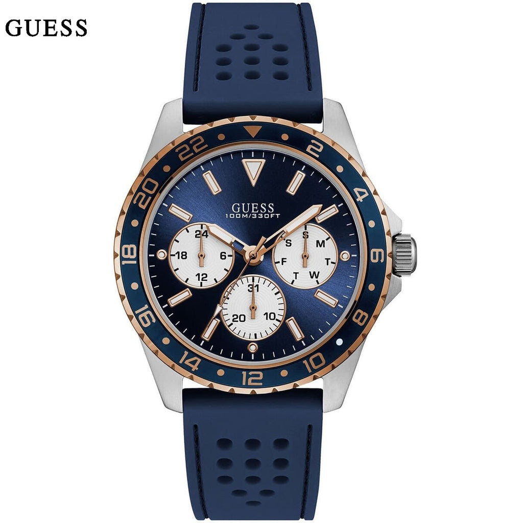 Guess Odyssey Multifunction Blue Dial Blue Rubber Strap Watch For Men - W1108G4 Buy Now By Guess