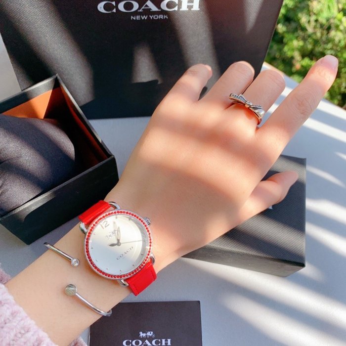 Coach Delancey White Dial Red Leather Strap Watch for Women - 14502878 Buy Now By Coach