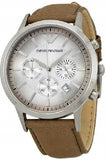 Emporio Armani Classic Chronograph Silver Dial Brown Leather Strap Watch For Men - AR2471 Buy Now By Emporio Armani