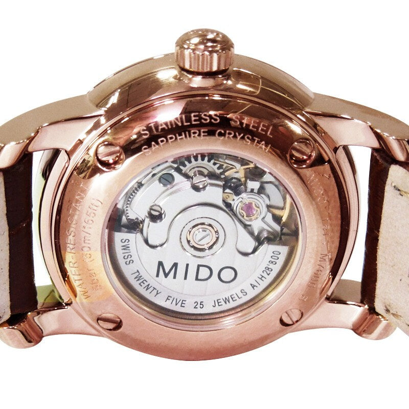 Mido Baroncelli III Automatic Diamonds Brown Dial Brown Leather Strap Watch For Women - M7600.3.64.8 Buy Now By Mido