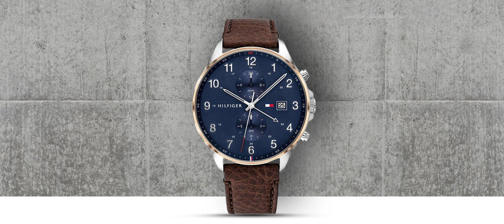 Tommy Hilfiger West Chronograph Blue Dial Brown Leather Strap Watch For Men - 1791712 Buy Now By Tommy Hilfiger