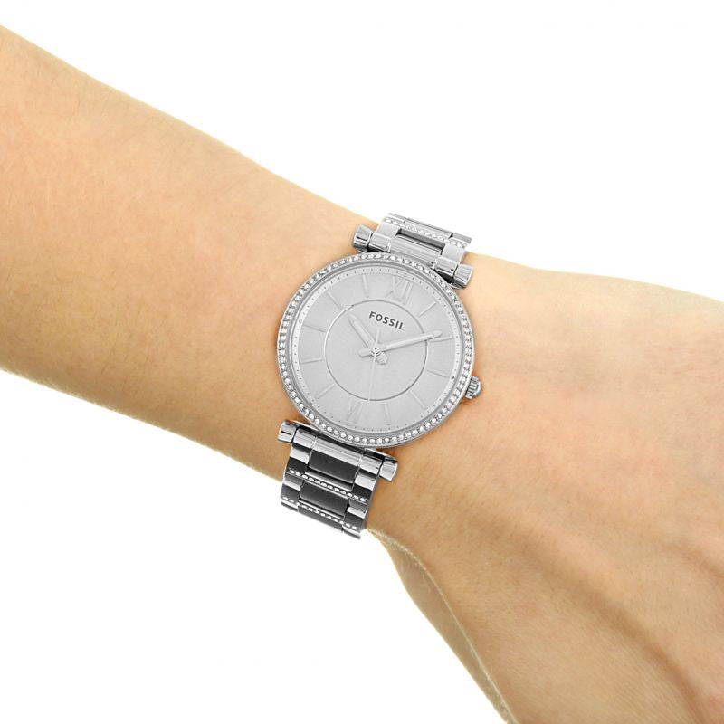 Fossil Carlie Silver Dial Silver Steel Strap Watch for Women - ES4341 Buy Now By Fossil