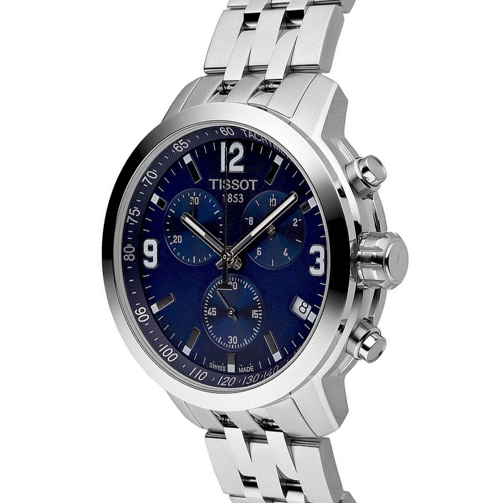 Tissot PRC 200 Chronograph Blue Dial Silver Steel Strap Watch For Men - T055.417.11.047.00 Buy Now By Tissot