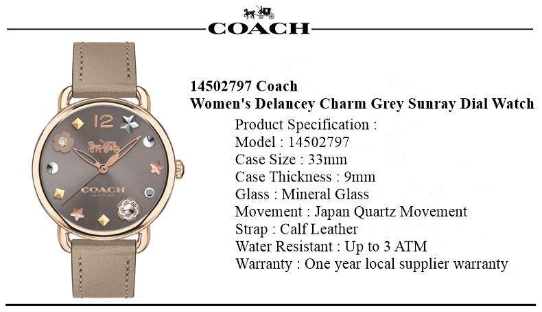 Coach Delancey Grey Dial Brown Leather Strap Watch for Women - 14502797 Buy Now By Coach