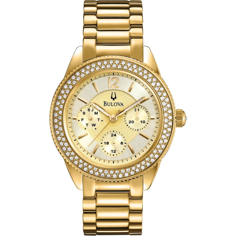 Bulova Multi Function Gold Dial Gold Steel Strap Watch for Women - 97N102 Buy Now By Bulova
