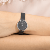 Daniel Wellington Petite Ashfield Black Dial Black Mesh Strap Watch For Women - DW00100246 Buy Now By Daniel Wellington