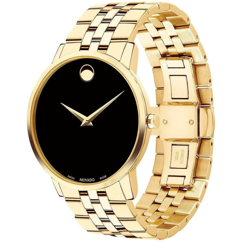Movado Museum Classic Quartz Black Dial Gold Steel Strap Watch for Men - 0607203 Buy Now By Movado