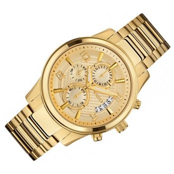 Guess Analog Chronograph Gold Dial Gold Steel Strap Watch for Men - W0075G5 Buy Now By Guess