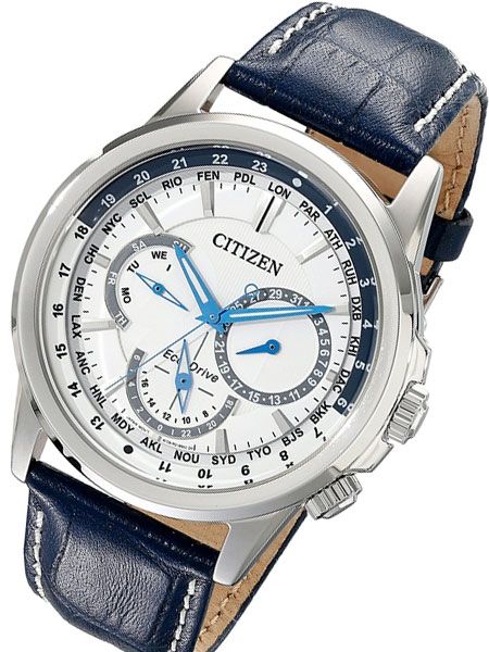 Citizen Eco Drive Calendrier White Dial Blue Leather Strap Watch For Men - BU2020-11A Buy Now By Citizen