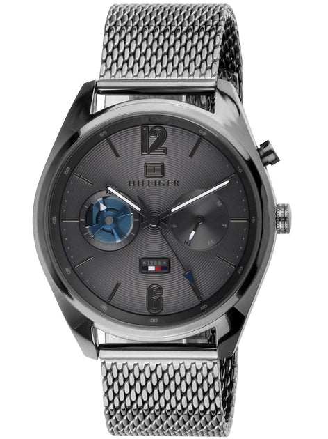 Tommy Hilfiger Deacon Multifunction Black Dial Black Mesh Bracelet Watch for Men - 1791546 Buy Now By Tommy Hilfiger