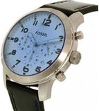 Fossil Pilot Chronograph Sky Blue Dial Black Leather Strap Watch for Men - FS5162 Buy Now By Fossil