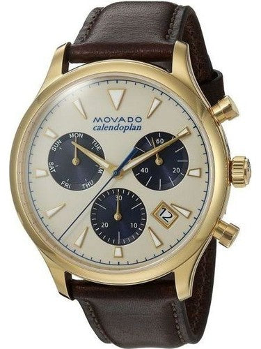 Movado Heritage Chronograph White Black Leather Strap Watch for Men - 3650007 Buy Now By Movado