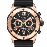 Bulova Marine Star Chronograph Black Dial Black Rubber Strap Watch for Men - 98B104 Buy Now By Bulova