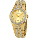 Bulova Crystal Collection Champagne Dial Two Tone Steel Strap Watch for Women - 98B174 Buy Now By Bulova