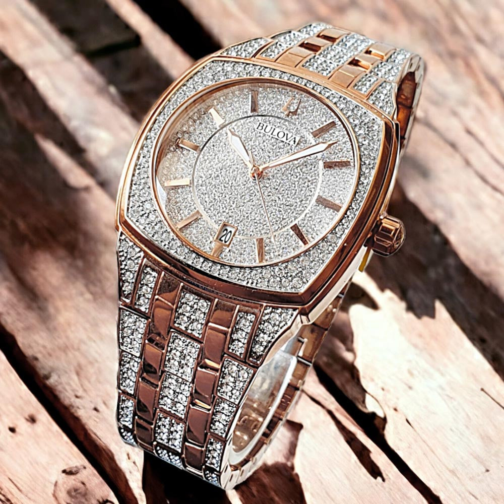 Bulova Phantom Crystal Silver Dial Two Tone Steel Strap Watch for Men - 98B324 Buy Now By Bulova