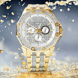 Bulova Crystal Collection Octova White Dial Gold Steel Strap Watch for Men - 98C126 Buy Now By Bulova