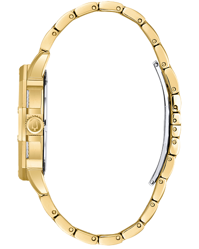 Bulova Crystal Collection Octova White Dial Gold Steel Strap Watch for Men - 98C126 Buy Now By Bulova