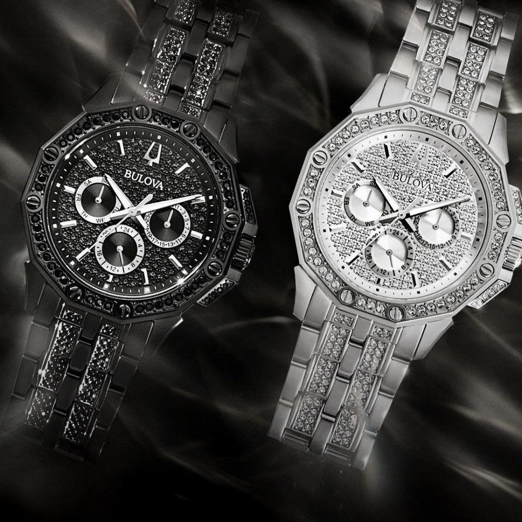 Bulova Octova Chronograph Black Crystal Dial Black Steel Strap Watch for Men - 98C134 Buy Now By Bulova