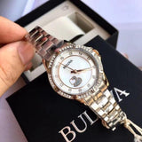 Bulova Crystal Collection Mother of Pearl Dial Silver Steel Strap Watch for Women - 98L232 Buy Now By Bulova