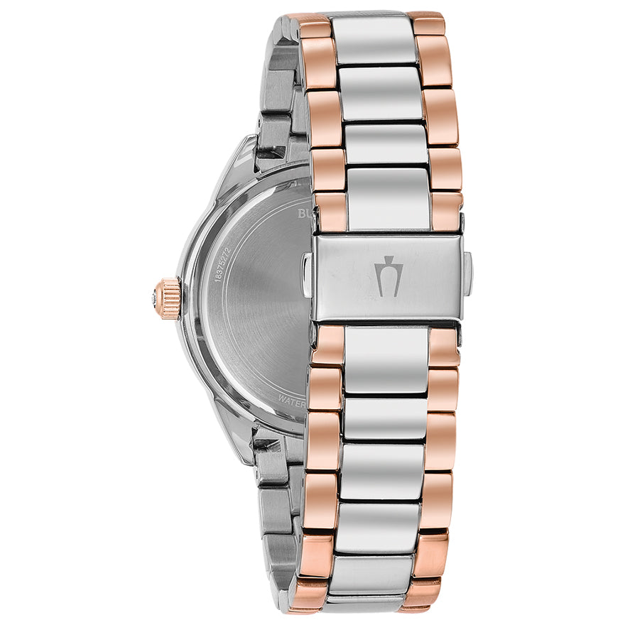 Bulova Crystal Collection Silver Dial Two Tone Steel Strap Watch for Women - 98N100 Buy Now By Bulova