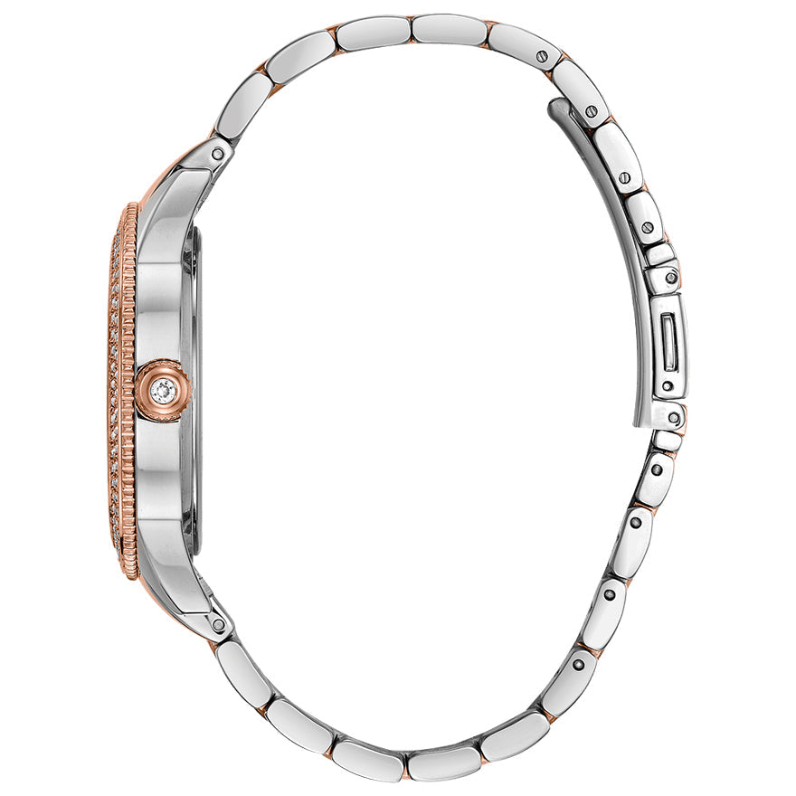 Bulova Crystal Collection Silver Dial Two Tone Steel Strap Watch for Women - 98N100 Buy Now By Bulova