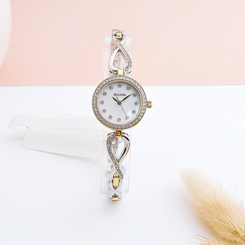 Bulova Analog Crystals Mother of Pearl Dial Silver Steel Strap Watch for Women - 98X109 Buy Now By Bulova