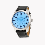 Fossil Pilot Chronograph Sky Blue Dial Black Leather Strap Watch for Men - FS5162 Buy Now By Fossil