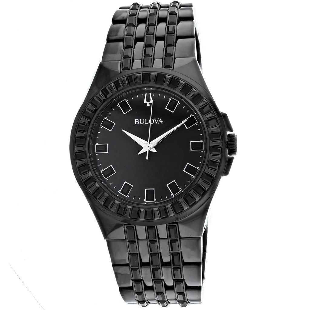 Bulova Crystal Collection Phantom Black Dial Black Steel Strap Watch for Men - 98A240 Buy Now By Bulova