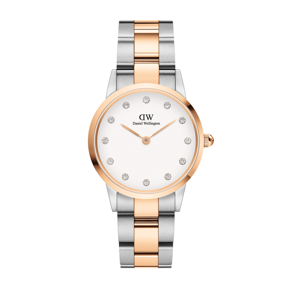 Daniel Wellington Iconic Link White Dial Two Tone Steel Strap Watch For Women - DW00100358 Buy Now By Daniel Wellington