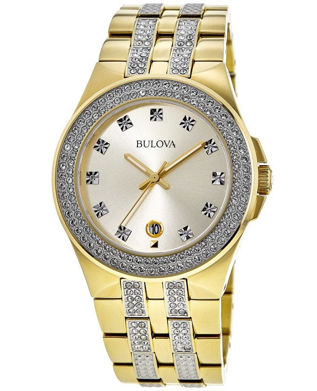 Bulova Crystal Collection Champagne Dial Two Tone Steel Strap Watch for Women - 98B174 Buy Now By Bulova