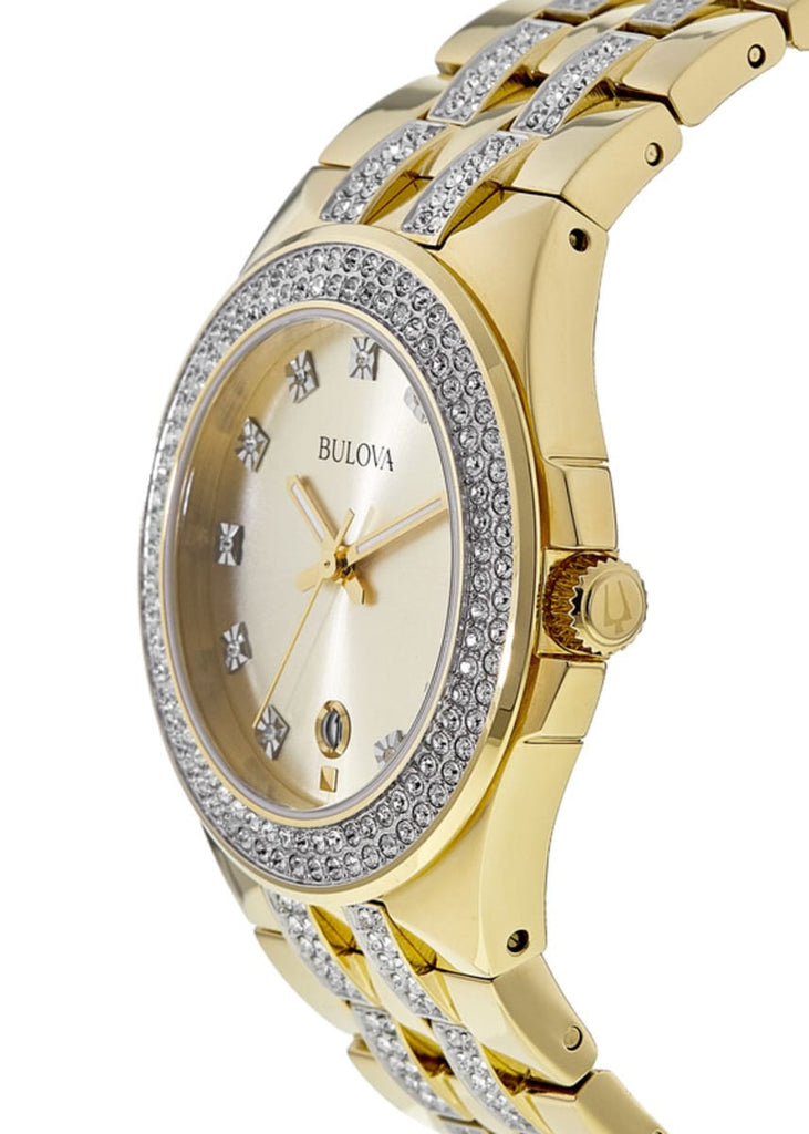 Bulova Crystal Collection Champagne Dial Two Tone Steel Strap Watch for Women - 98B174 Buy Now By Bulova