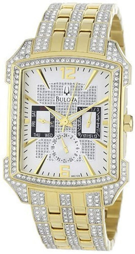 Bulova Crystal Chronograph White Dial Two Tone Steel Strap Watch for Men - 98C109 Buy Now By Bulova